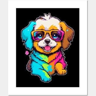 Pixel Colorful Dog Posters and Art